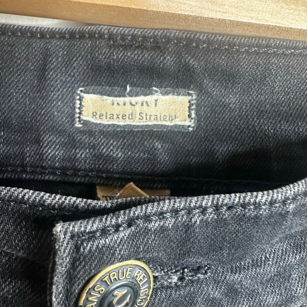 True Religion Ricky Relaxed Straight Mens 38 (actual 40x31) Black Denim Jeans
